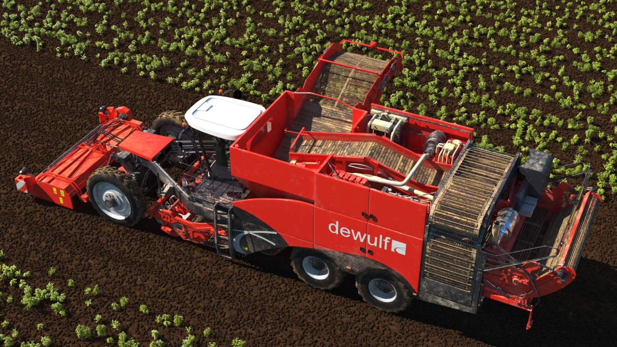 3D model Dewulf Enduro 4-Row Harvester Dirty