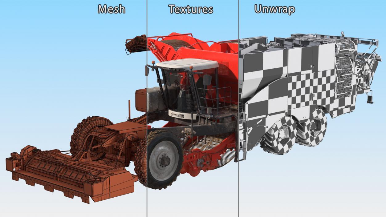 3D model Dewulf Enduro 4-Row Harvester Dirty