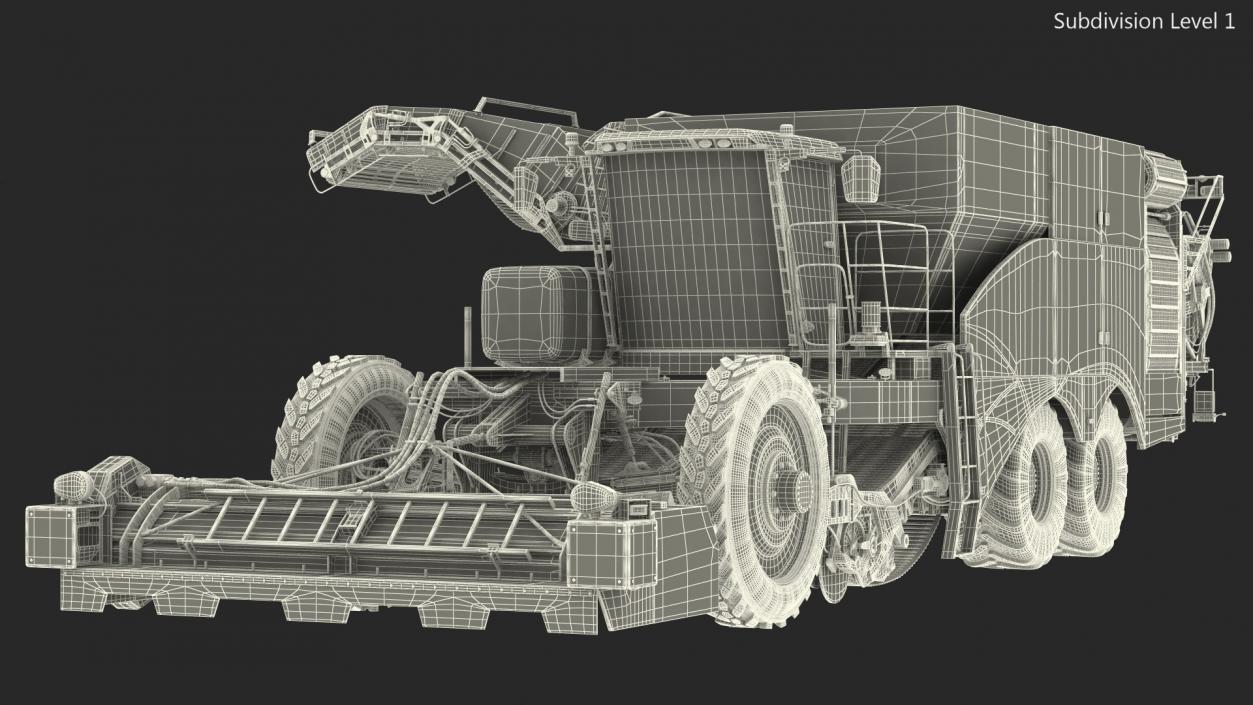 3D model Dewulf Enduro 4-Row Harvester Dirty