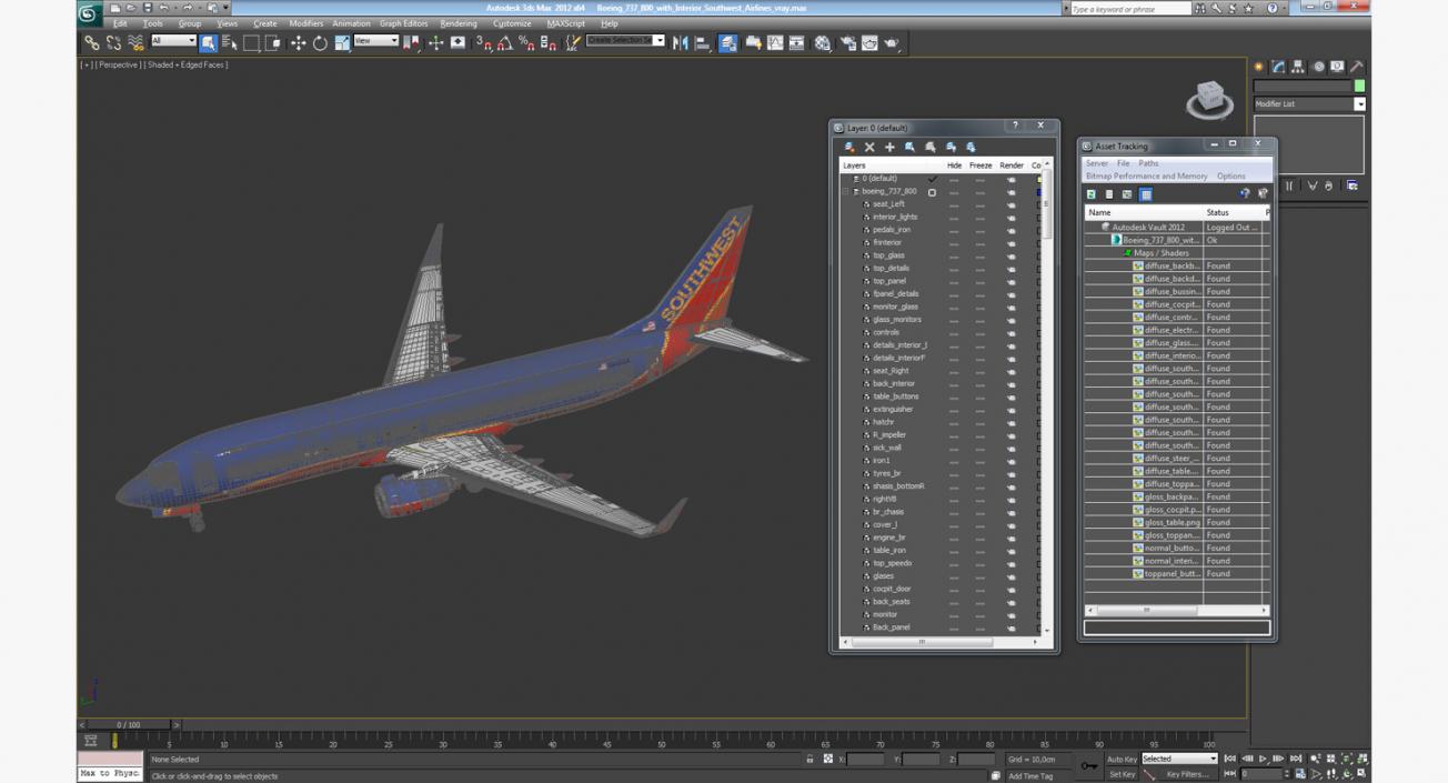 Boeing 737-800 with Interior Southwest Airlines 3D