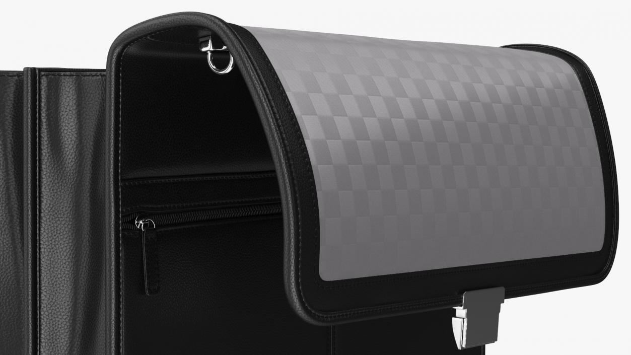 Opened Leather Flapover Briefcase Black 3D model