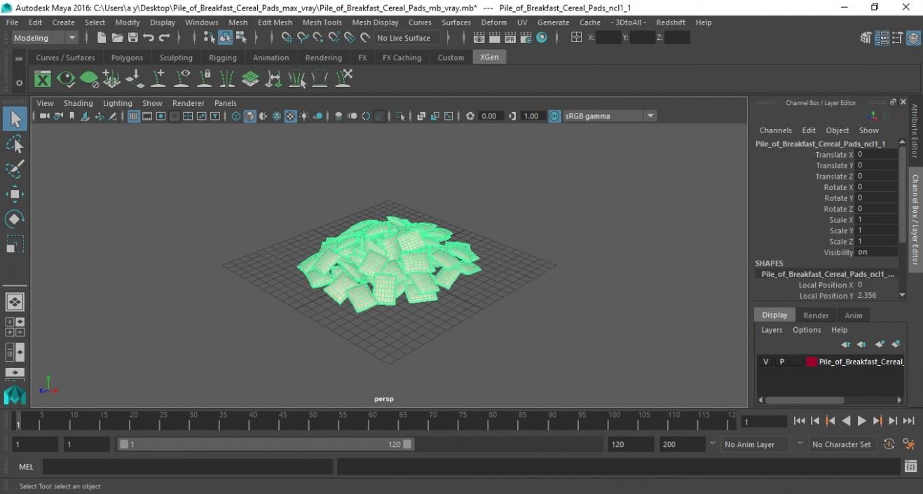 Pile of Breakfast Cereal Pads 3D model