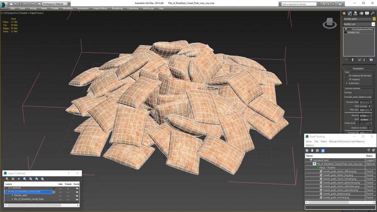 Pile of Breakfast Cereal Pads 3D model