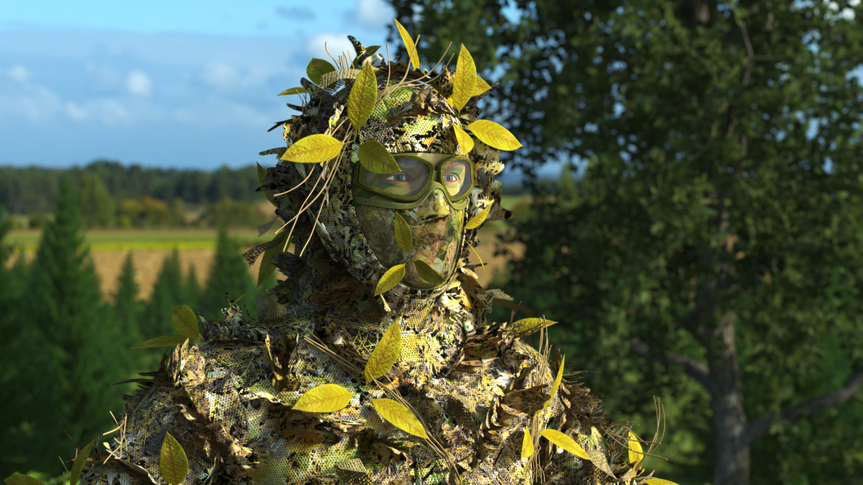 Sniper in Ghillie Suit T-pose 3D model