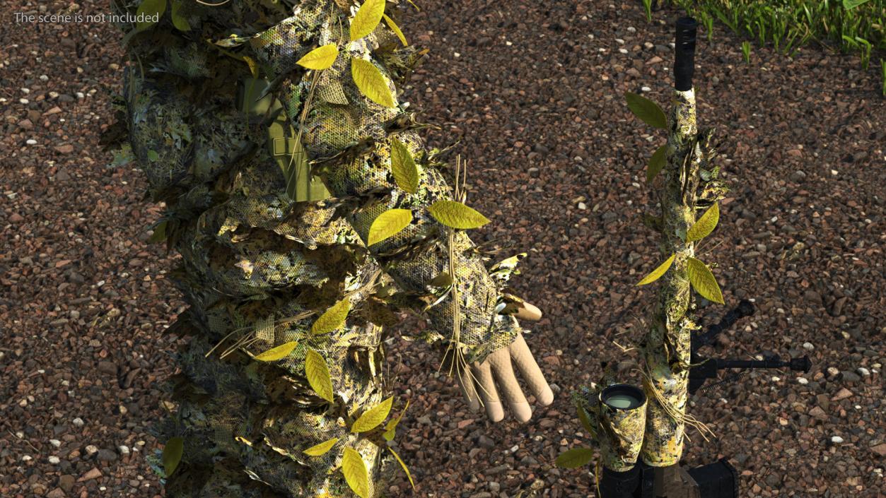 Sniper in Ghillie Suit T-pose 3D model