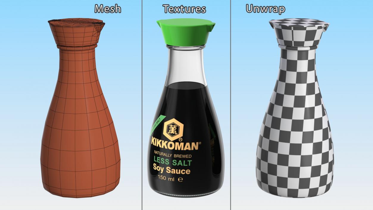 3D Soy Sauce Kikkoman Less Salt model