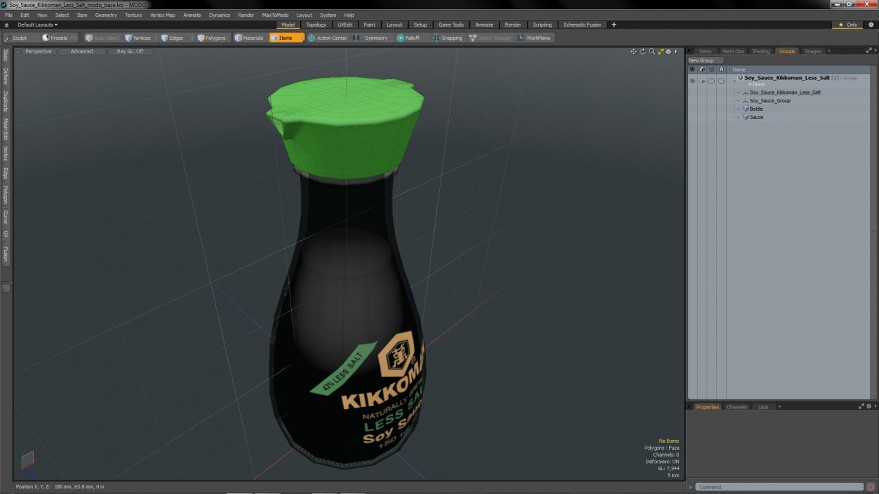 3D Soy Sauce Kikkoman Less Salt model