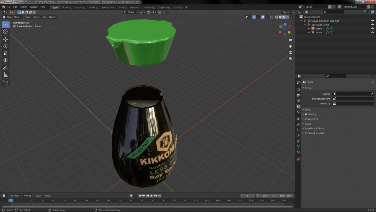 3D Soy Sauce Kikkoman Less Salt model