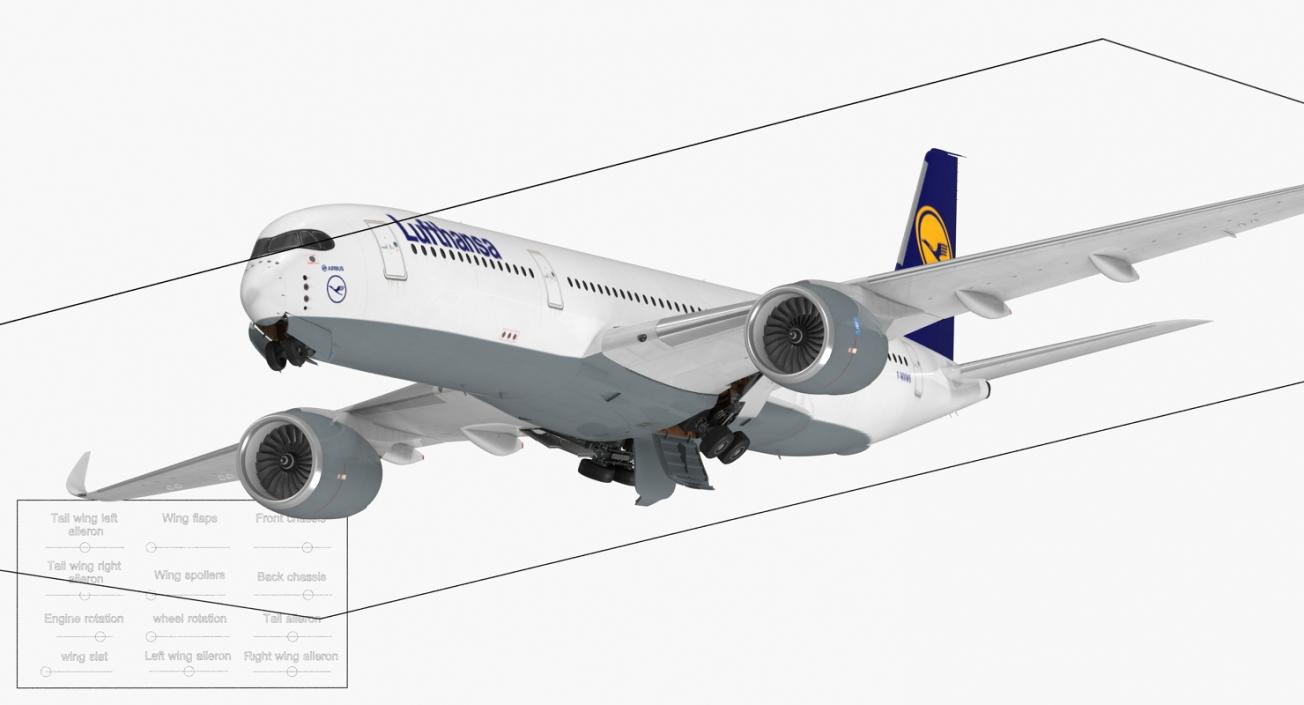 Airbus A350-900 Lufthansa Rigged 3D