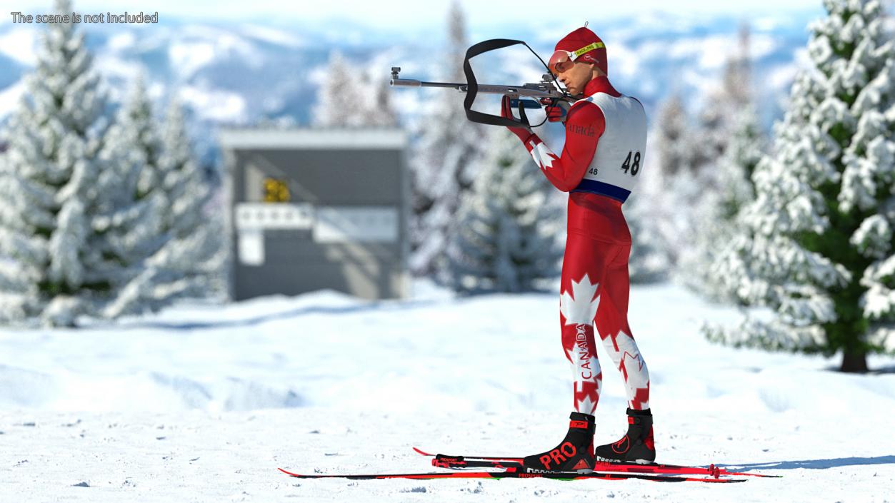 3D model Biathlete Fully Equipped Canada Team Standing Pose