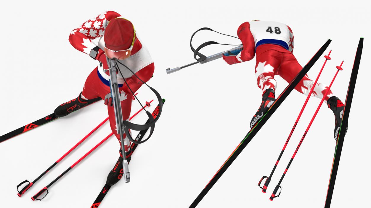 3D model Biathlete Fully Equipped Canada Team Standing Pose