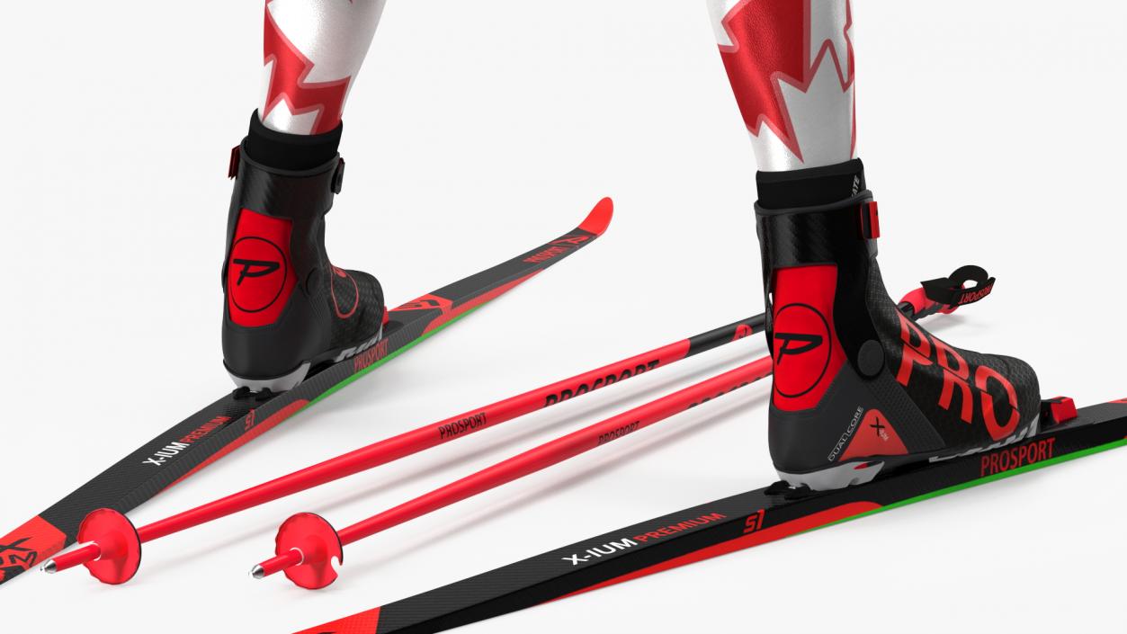 3D model Biathlete Fully Equipped Canada Team Standing Pose