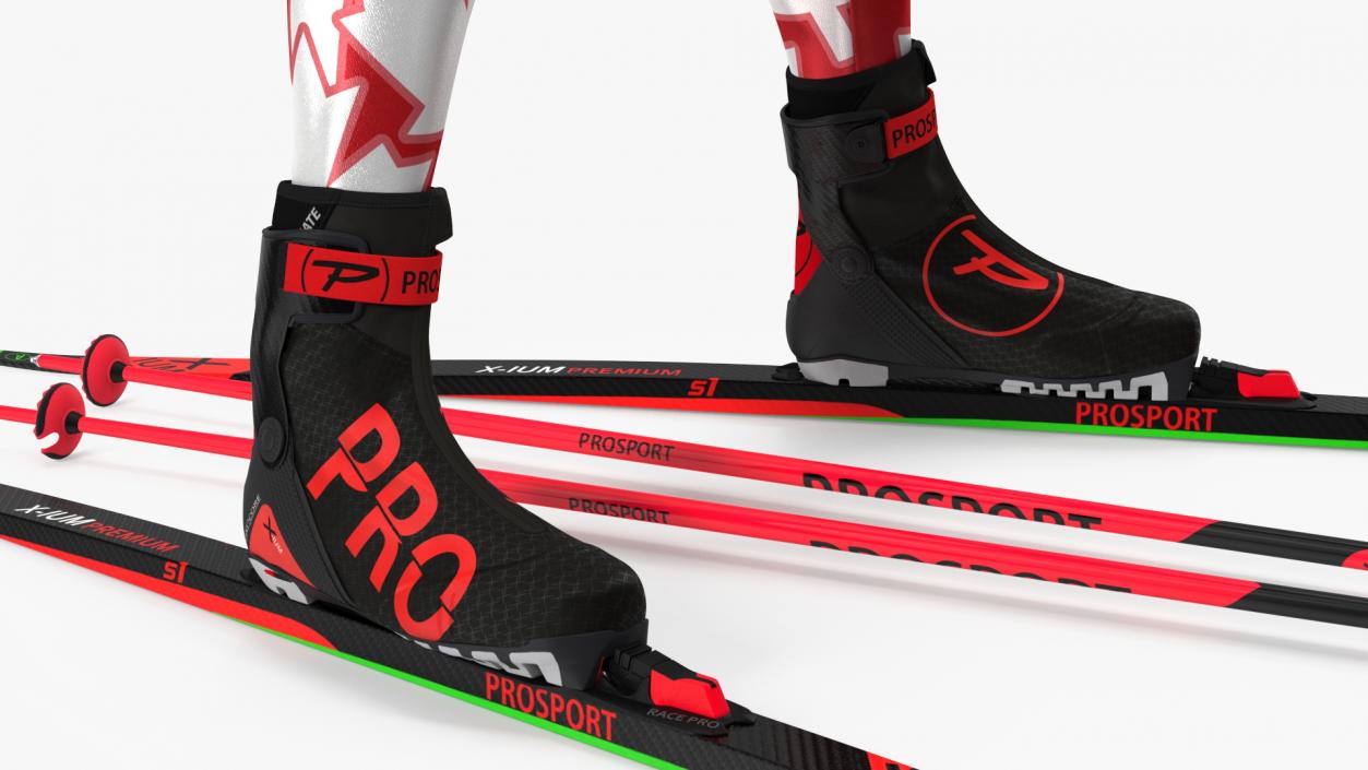 3D model Biathlete Fully Equipped Canada Team Standing Pose