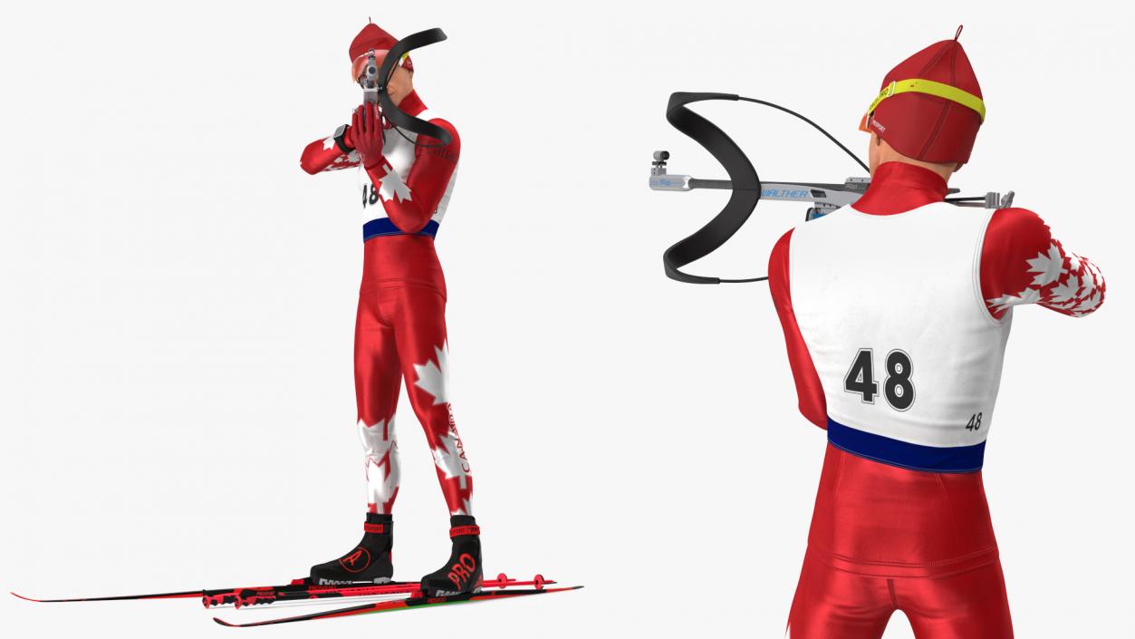 3D model Biathlete Fully Equipped Canada Team Standing Pose