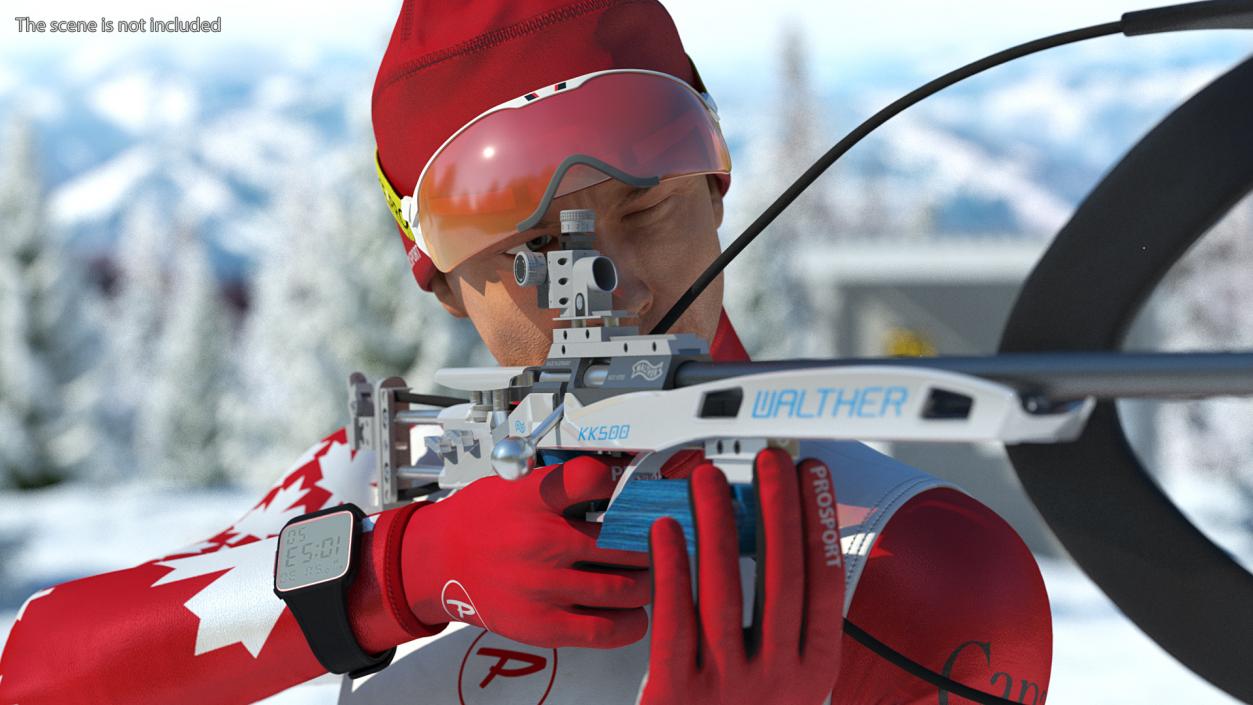 3D model Biathlete Fully Equipped Canada Team Standing Pose