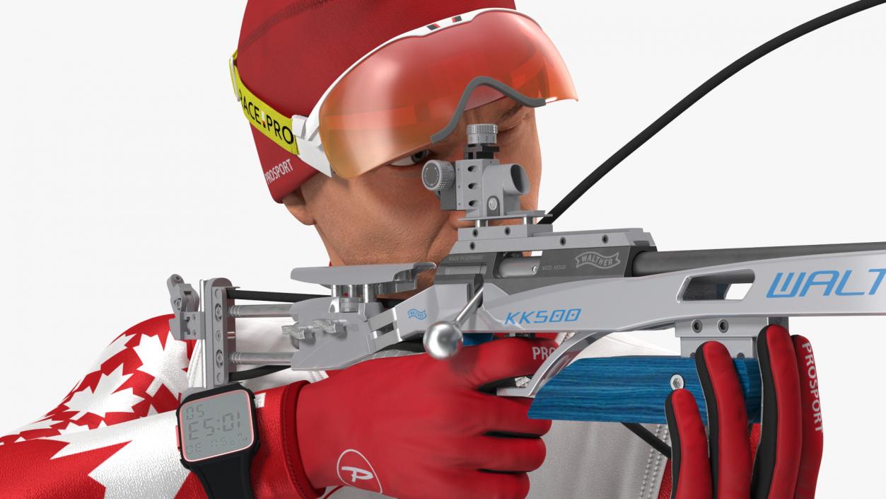 3D model Biathlete Fully Equipped Canada Team Standing Pose