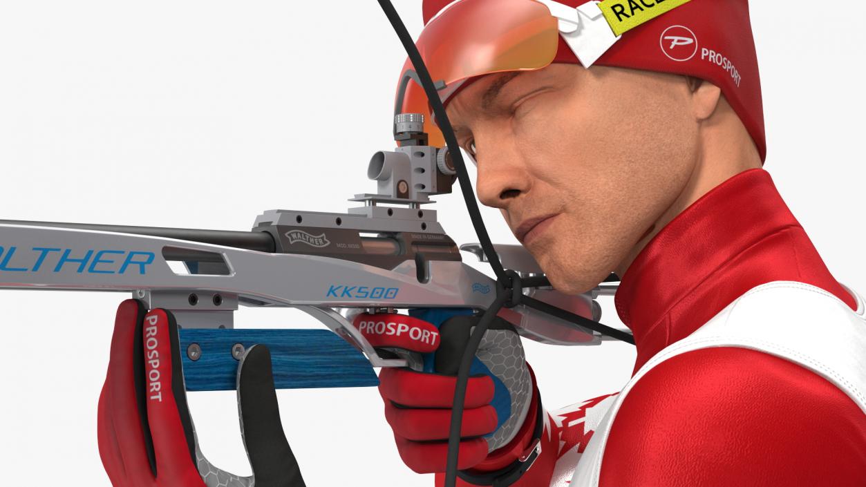 3D model Biathlete Fully Equipped Canada Team Standing Pose