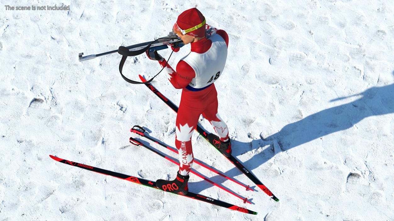 3D model Biathlete Fully Equipped Canada Team Standing Pose