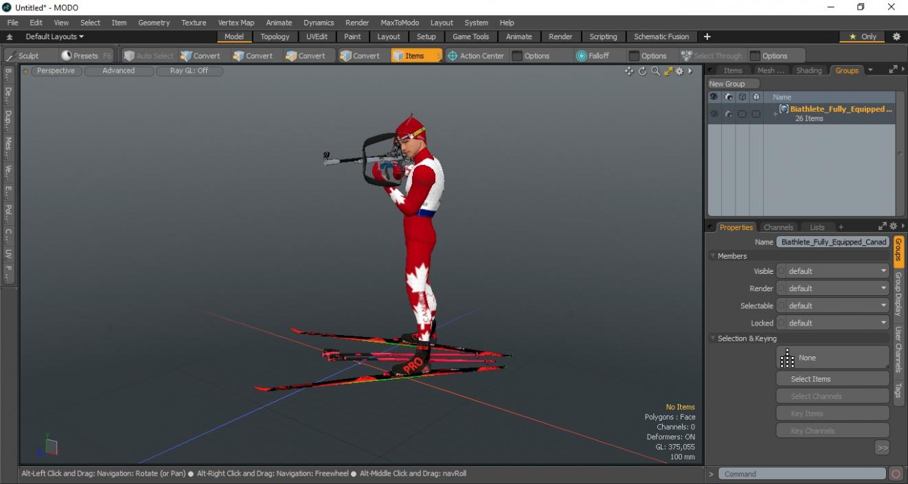 3D model Biathlete Fully Equipped Canada Team Standing Pose