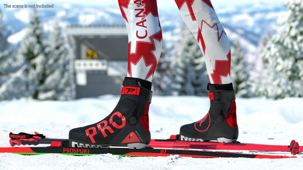 3D model Biathlete Fully Equipped Canada Team Standing Pose