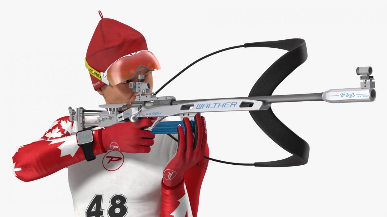 3D model Biathlete Fully Equipped Canada Team Standing Pose