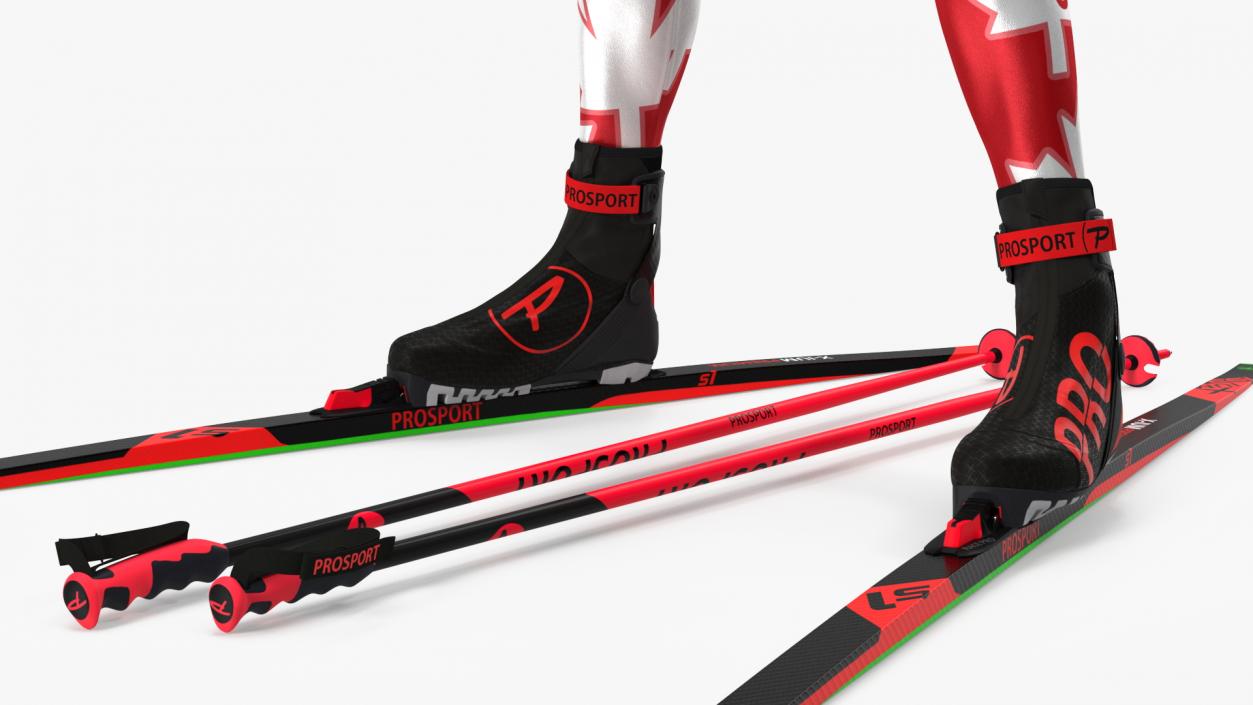 3D model Biathlete Fully Equipped Canada Team Standing Pose