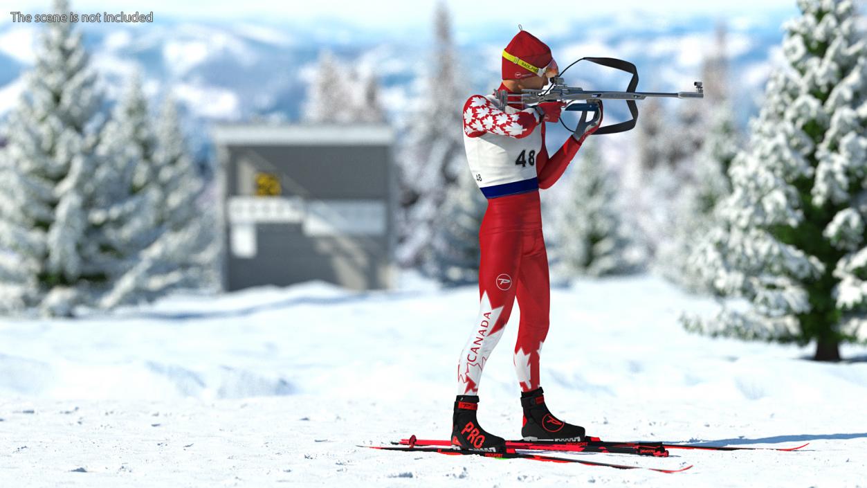 3D model Biathlete Fully Equipped Canada Team Standing Pose