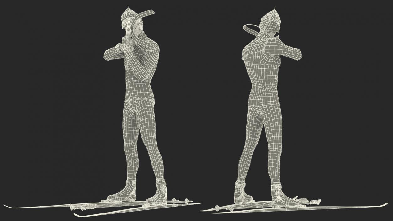 3D model Biathlete Fully Equipped Canada Team Standing Pose