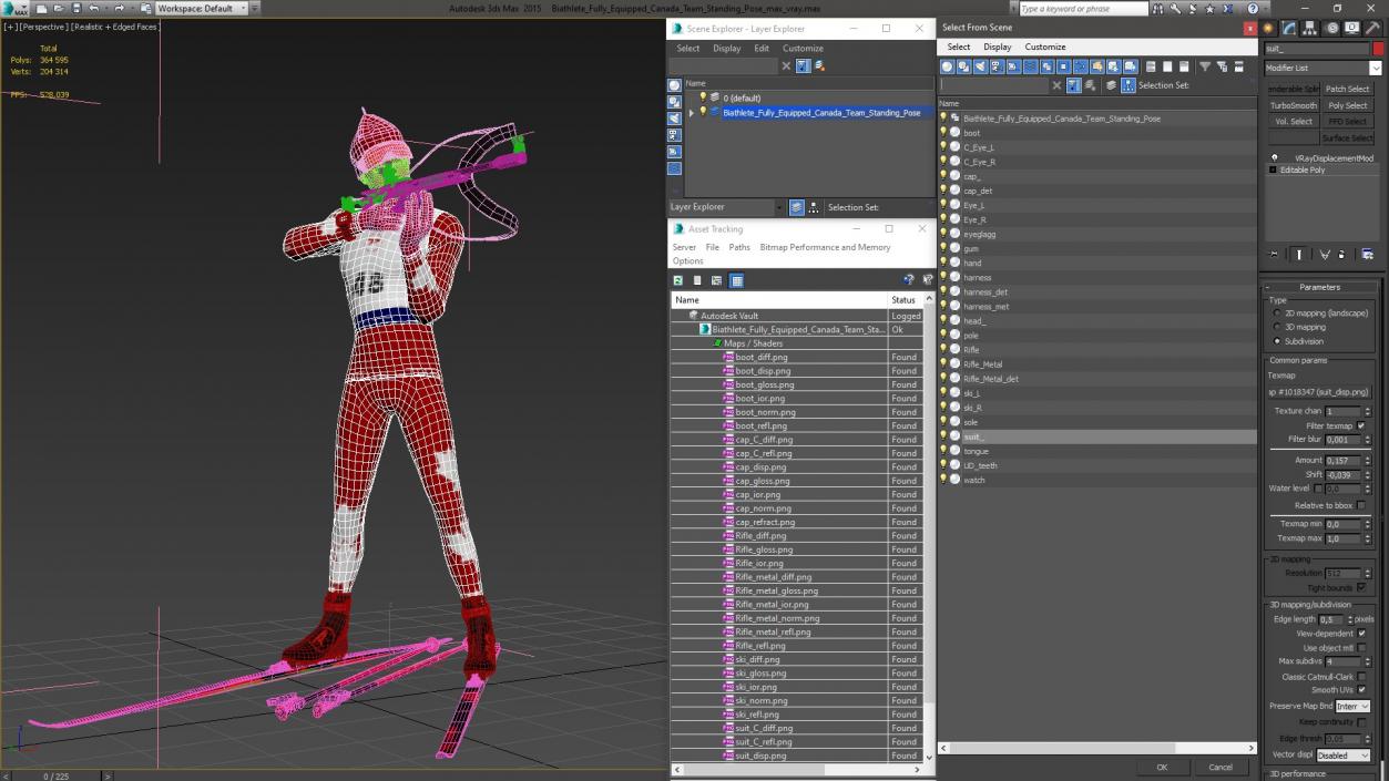 3D model Biathlete Fully Equipped Canada Team Standing Pose