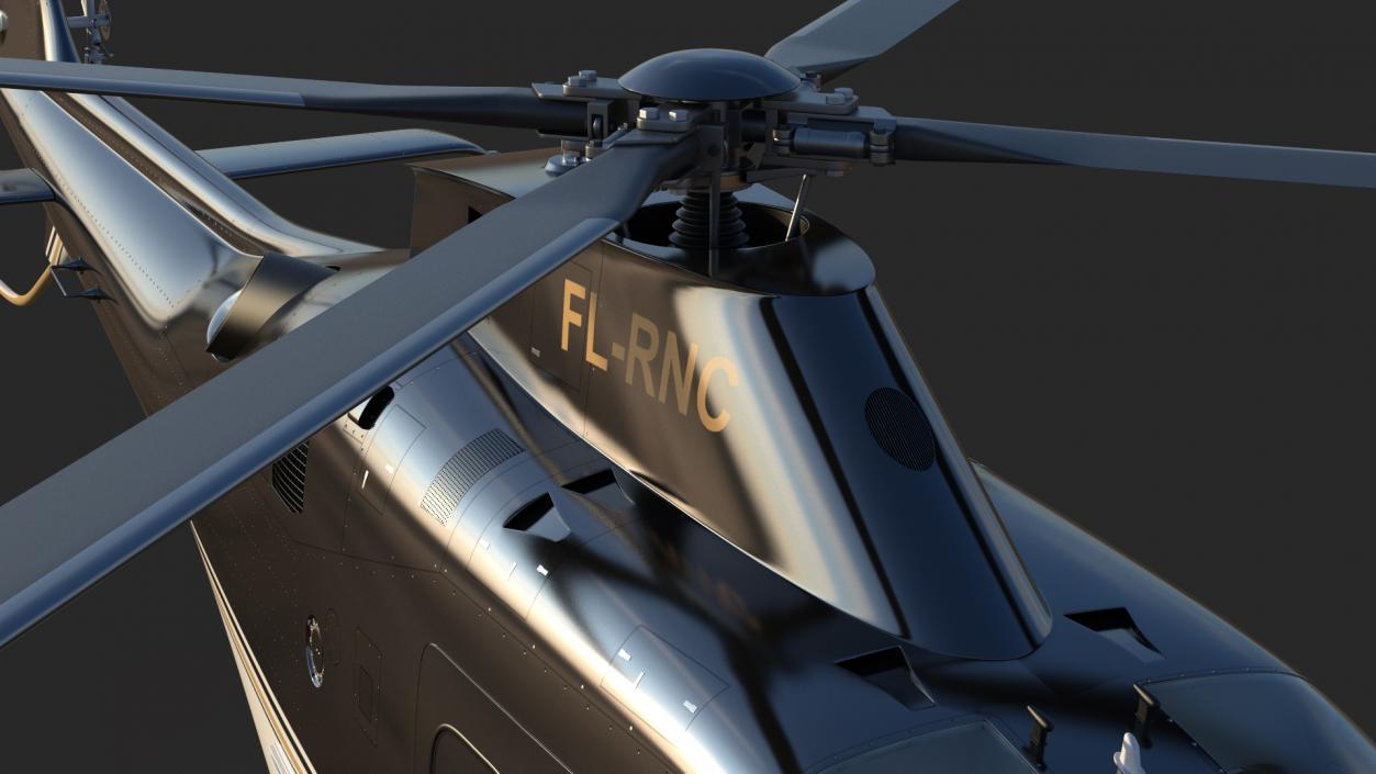 Agusta AW109S Grand Black Rigged 3D