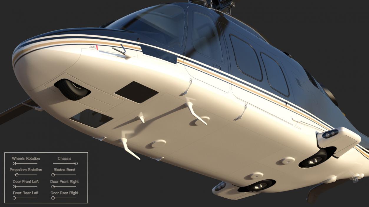 Agusta AW109S Grand Black Rigged 3D