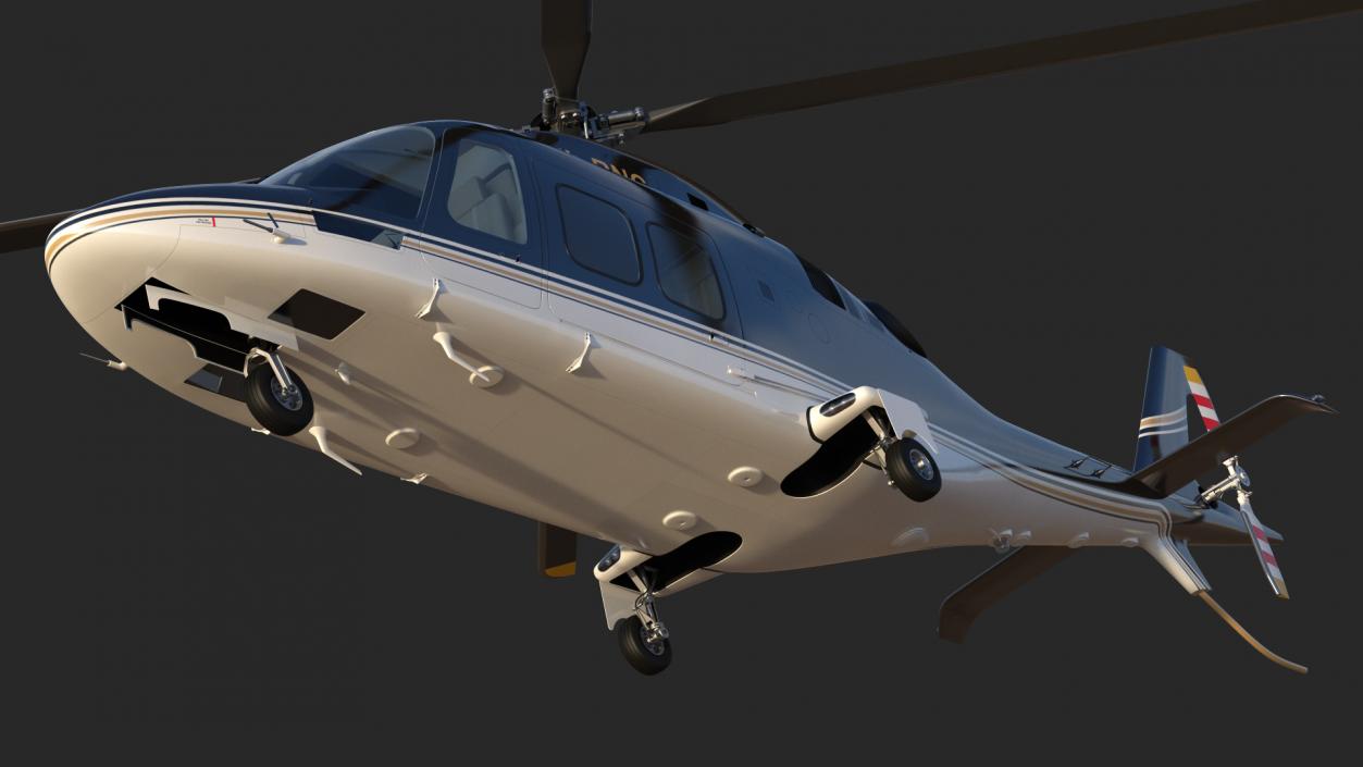 Agusta AW109S Grand Black Rigged 3D