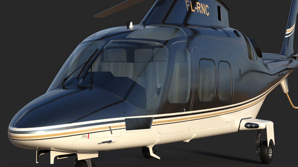 Agusta AW109S Grand Black Rigged 3D