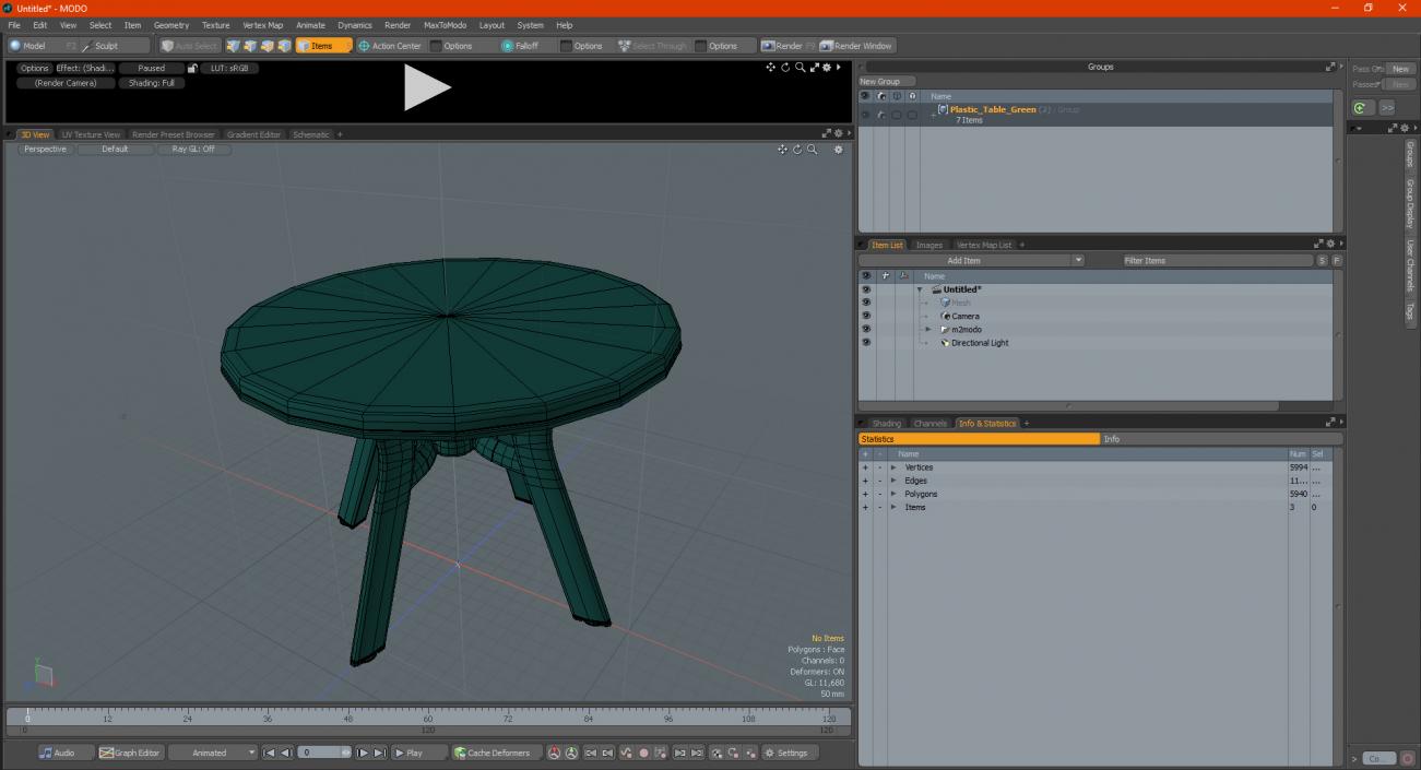 Plastic Table Green 3D model