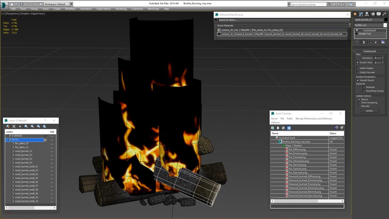 3D model Bonfire Burning