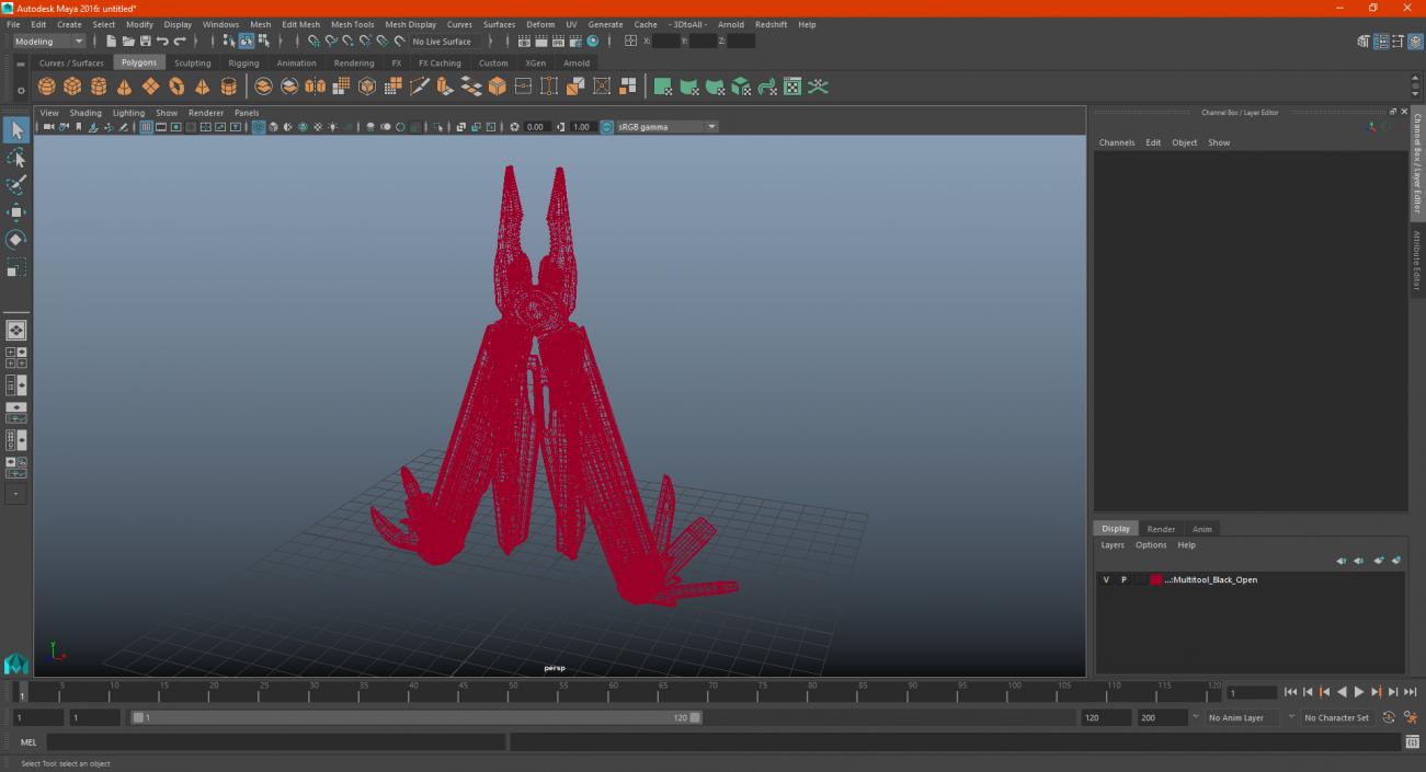 3D model Multitool Black Open