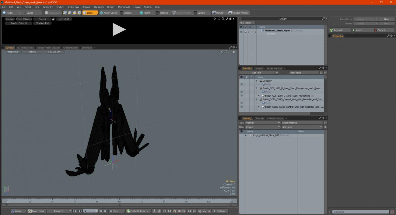 3D model Multitool Black Open