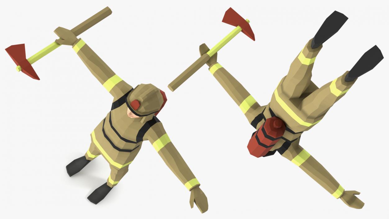 3D Firefighter Low Poly Rigged for Maya