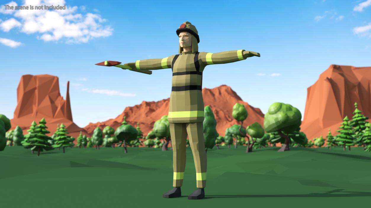 3D Firefighter Low Poly Rigged for Maya