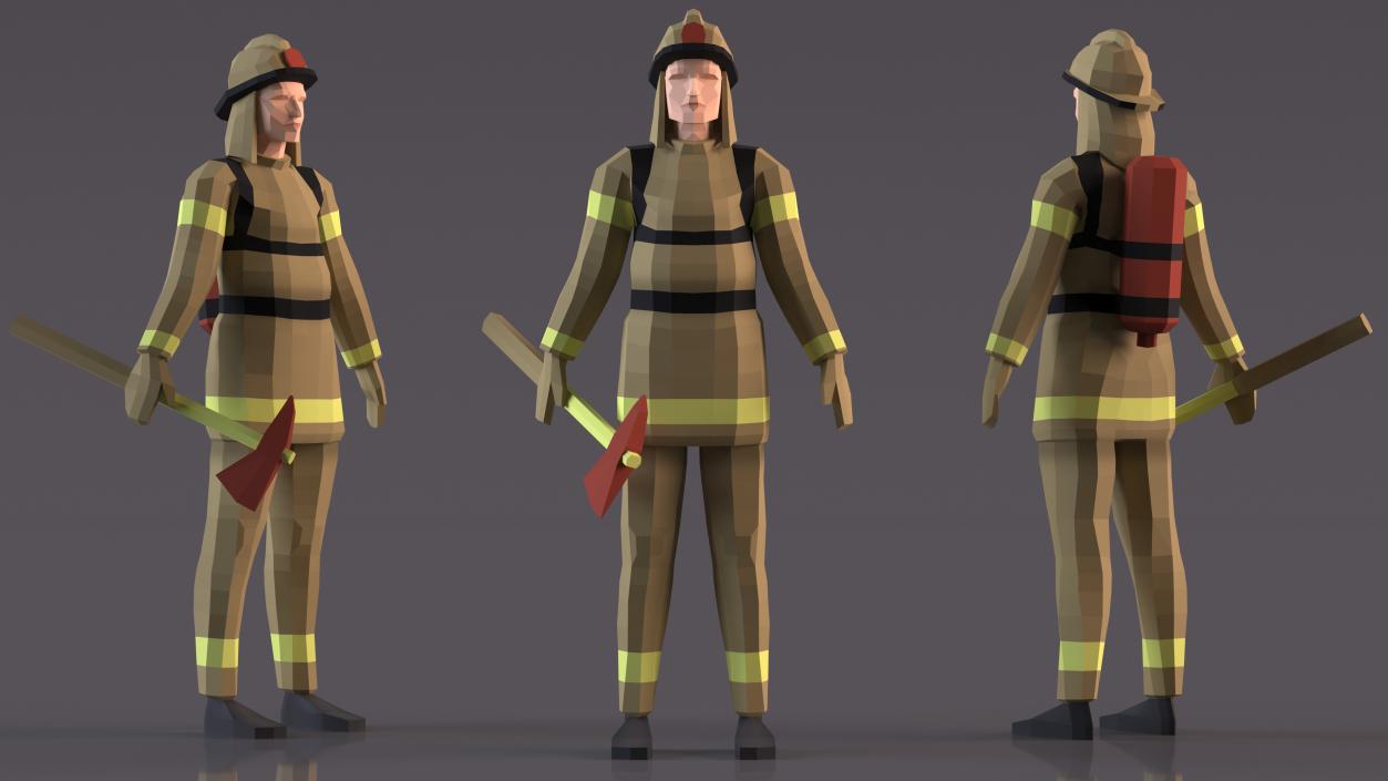 3D Firefighter Low Poly Rigged for Maya