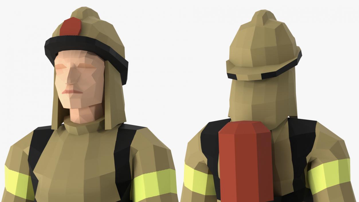 3D Firefighter Low Poly Rigged for Maya