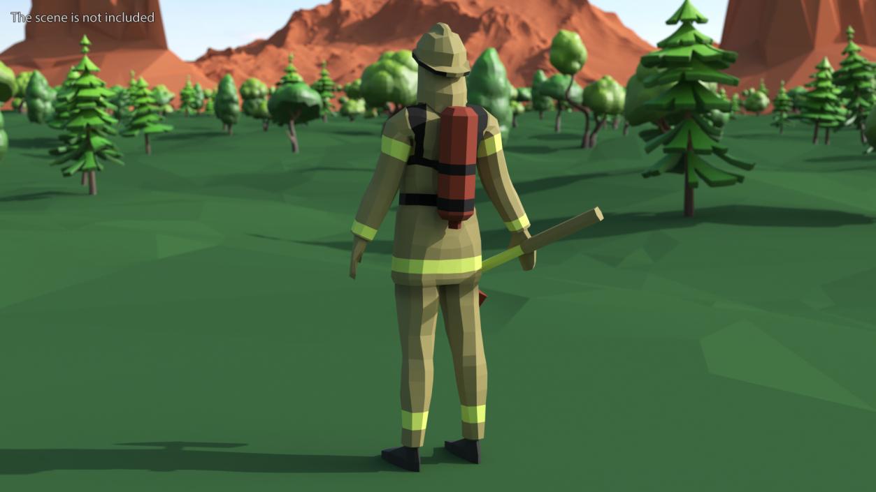 3D Firefighter Low Poly Rigged for Maya