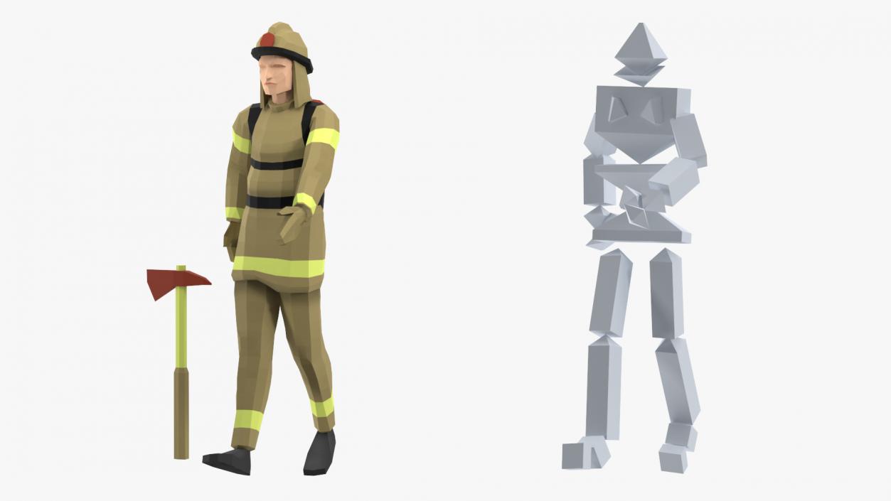 3D Firefighter Low Poly Rigged for Maya