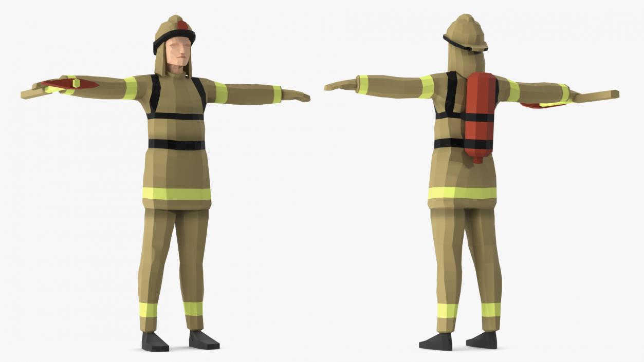 3D Firefighter Low Poly Rigged for Maya