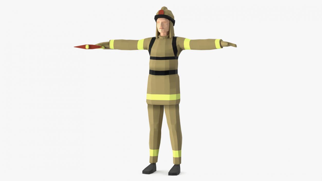 3D Firefighter Low Poly Rigged for Maya