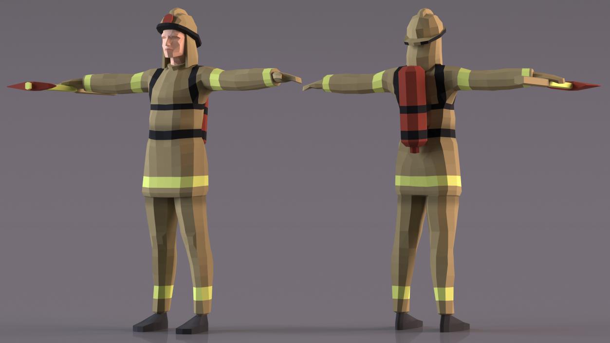 3D Firefighter Low Poly Rigged for Maya