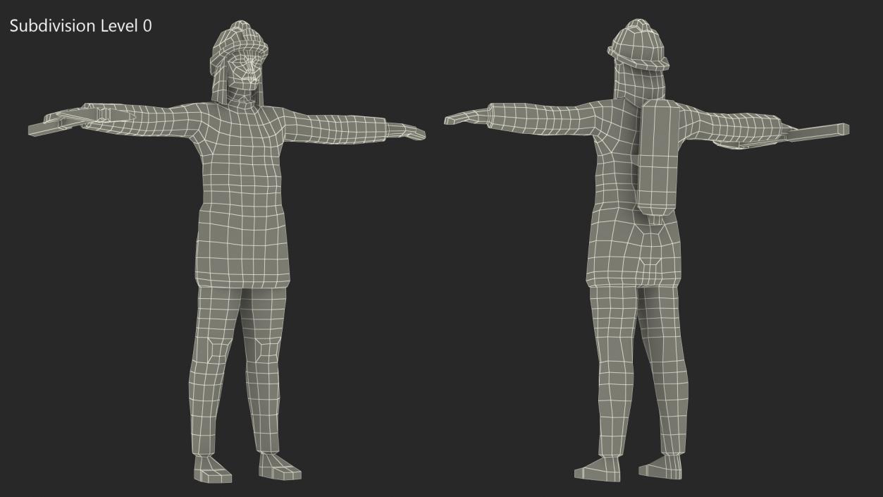 3D Firefighter Low Poly Rigged for Maya