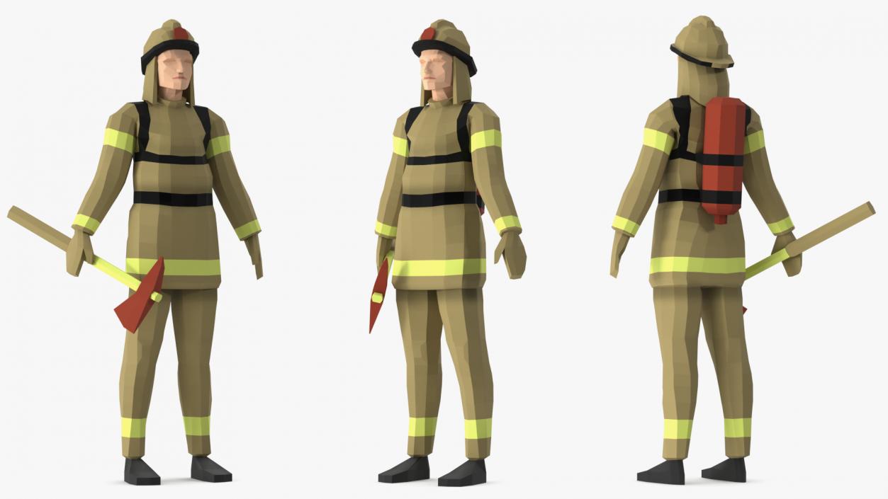 3D Firefighter Low Poly Rigged for Maya