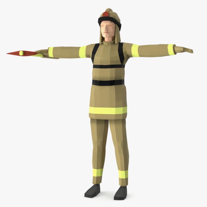 3D Firefighter Low Poly Rigged for Maya