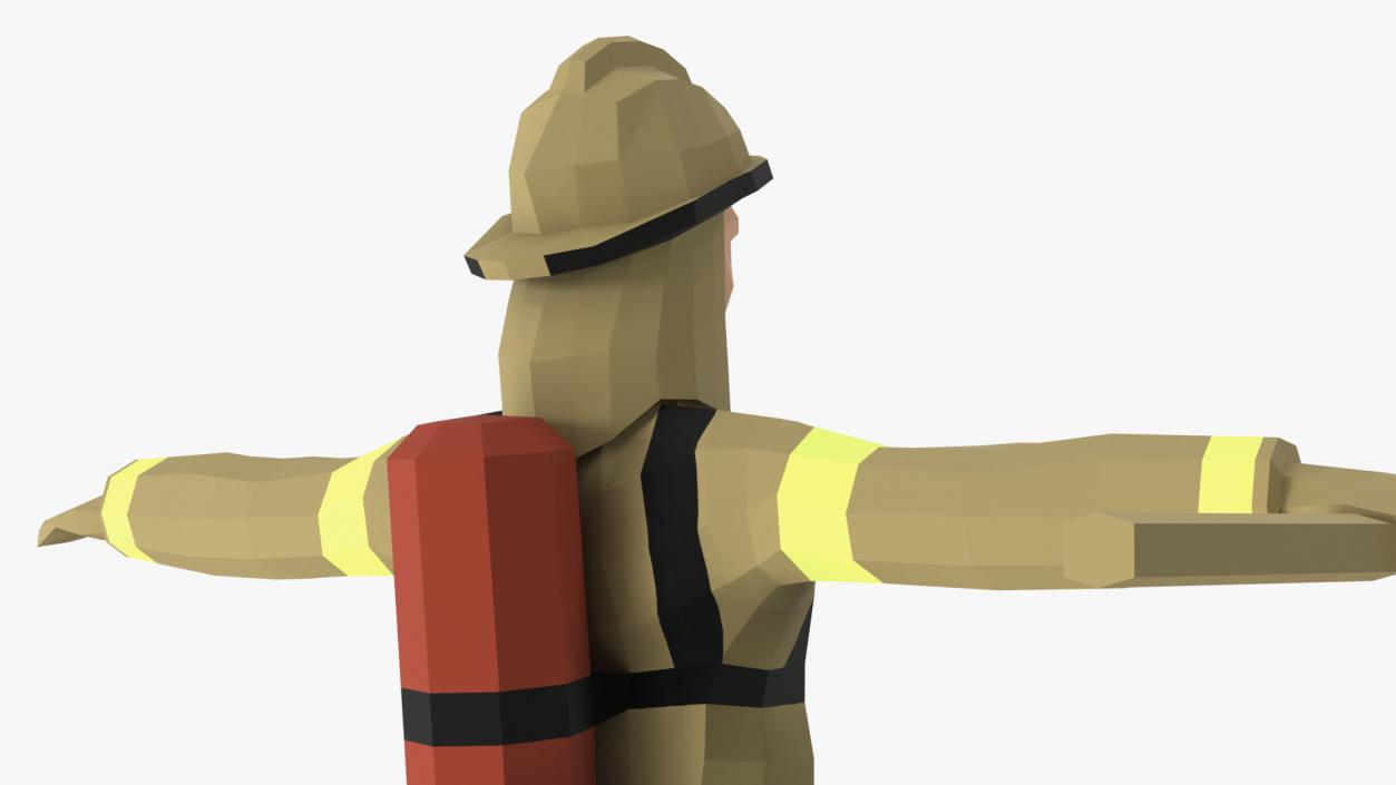 3D Firefighter Low Poly Rigged for Maya